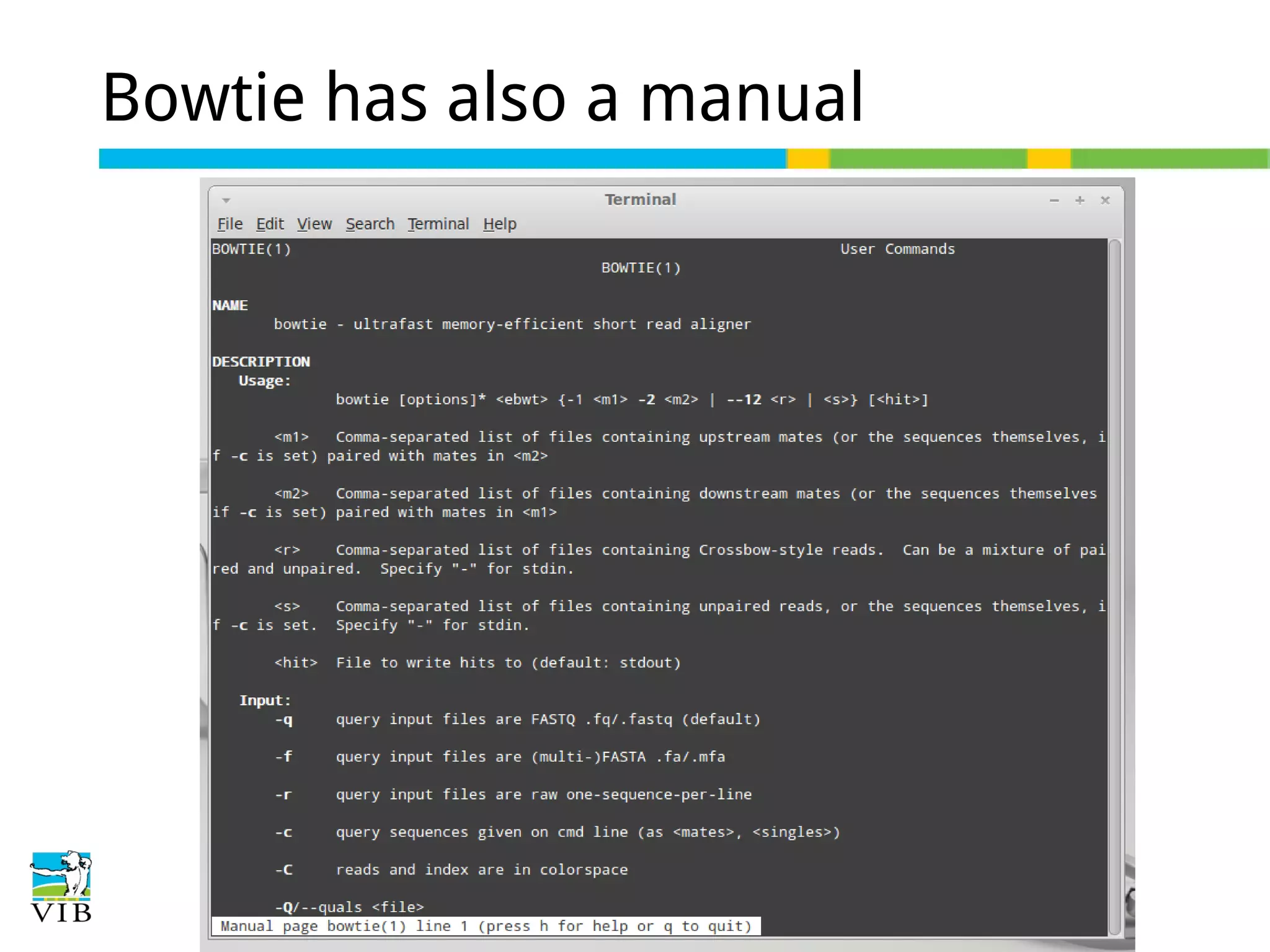 Bowtie has also a manual

 