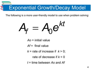 Exponential Decreasing Model 3.5 3.6 exp-log models 13-14 | PPTX