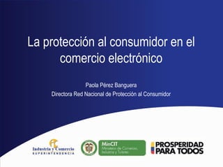 La protección al consumidor en el
comercio electrónico
Paola Pérez Banguera
Directora Red Nacional de Protección al Consumidor

 
