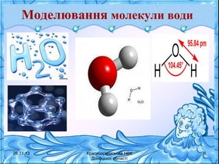Моделювання молекули води

26.11.13

Красноармійський НВК
Донецької області

8

 