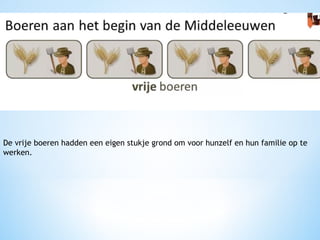 De vrije boeren hadden een eigen stukje grond om voor hunzelf en hun familie op te
werken.

 
