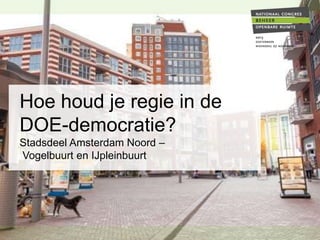 Hoe houd je regie in de
DOE-democratie?
Stadsdeel Amsterdam Noord –
Vogelbuurt en IJpleinbuurt

 