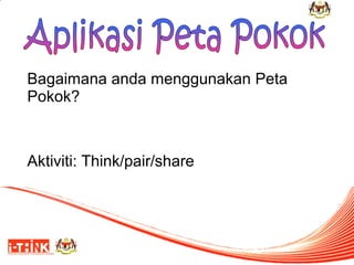 Bagaimana anda menggunakan Peta
Pokok?

Aktiviti: Think/pair/share

 