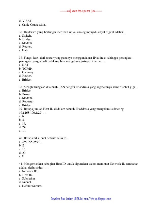3 Kumpulan Latihan Soal Ujian Nasional Teori Produktif Tkj Klas Xii