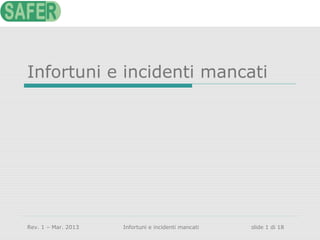 Infortuni e incidenti mancati

Rev. 1 – Mar. 2013

Infortuni e incidenti mancati

slide 1 di 18

 