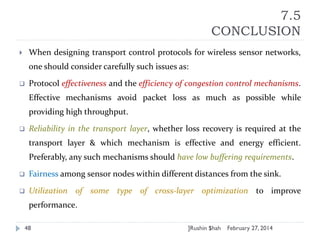 Transport control protocols for Wireless sensor networks | PPTX