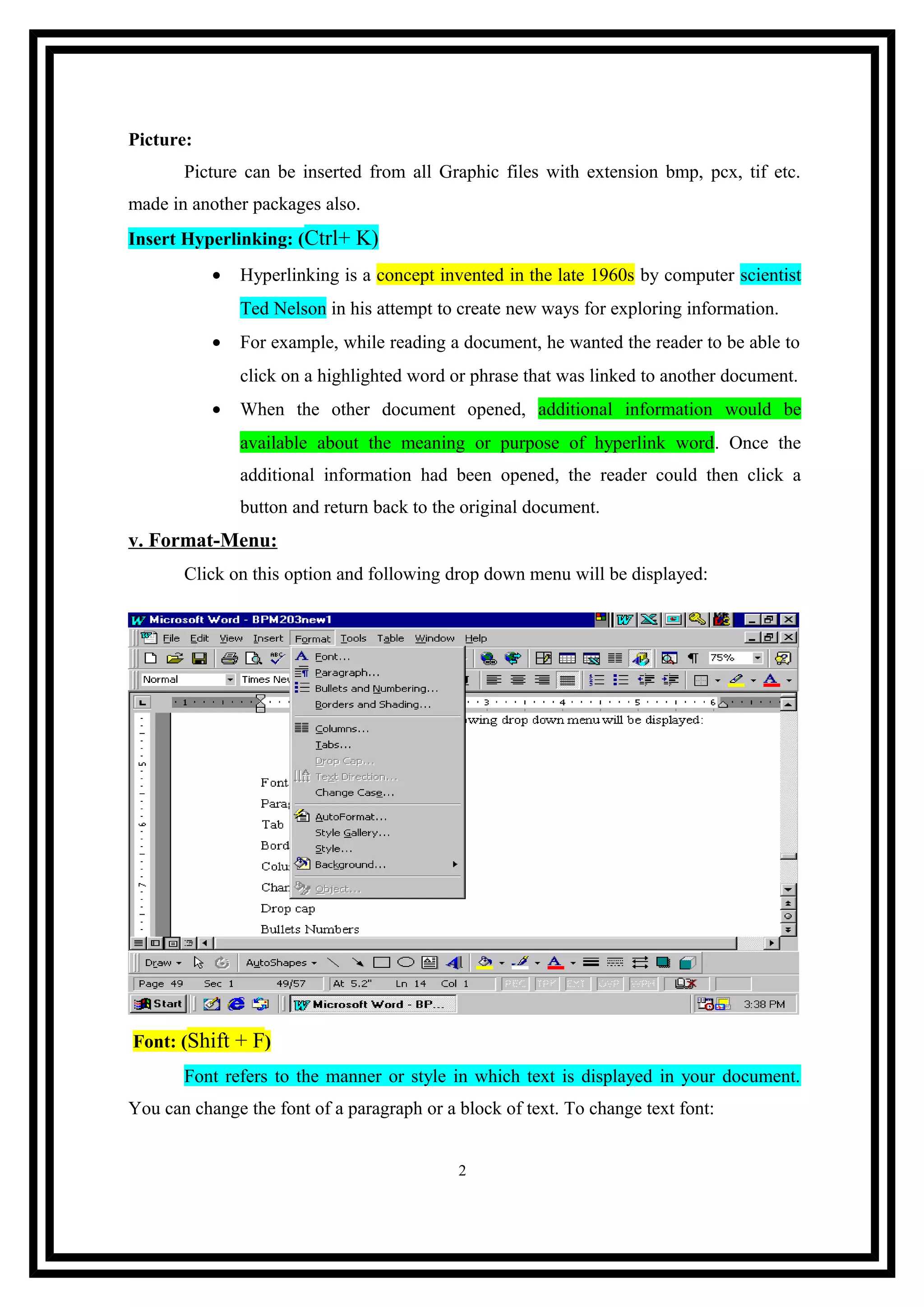 MS Word's main menu | DOC