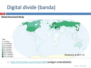 Digital divide (banda)
 http://chartsbin.com/view/2484 (widget embeddable)
R.Polillo - Marzo 2014
18
Situazione al 2011 (...