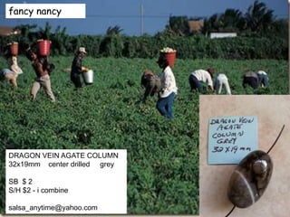 fancy nancy
DRAGON VEIN AGATE COLUMN
32x19mm center drilled grey
SB $ 2
S/H $2 - i combine
salsa_anytime@yahoo.com
 