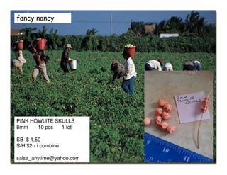 fancy nancy
PINK HOWLITE SKULLS
8mm 10 pcs 1 lot
SB $ 1.50
S/H $2 - i combine
salsa_anytime@yahoo.com
 