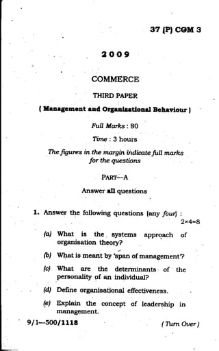 3. management and organisation behaviour 2009 guwahati university