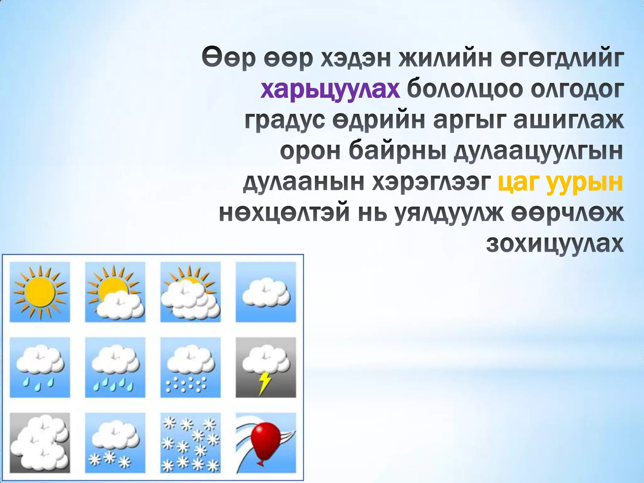 харьцуулах
цаг уурын
 