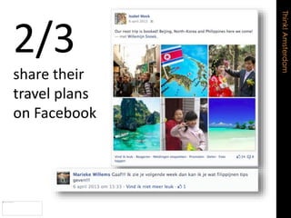 Think!Amsterdam
2/3
share their
travel plans
on Facebook
 
