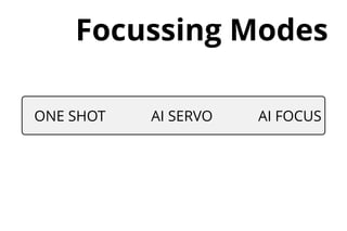 ONE SHOT AI SERVO AI FOCUS
Focussing Modes
 