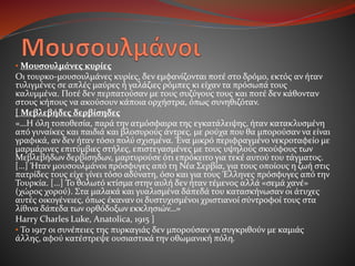 • Μουσουλμάνες κυρίες
Οι τουρκο-μουσουλμάνες κυρίες, δεν εμφανίζονται ποτέ στο δρόμο, εκτός αν ήταν
τυλιγμένες σε απλές μαύρες ή γαλάζιες ρόμπες κι είχαν τα πρόσωπά τους
καλυμμένα. Ποτέ δεν περπατούσαν με τους συζύγους τους και ποτέ δεν κάθονταν
στους κήπους να ακούσουν κάποια ορχήστρα, όπως συνηθιζόταν.
[ Μεβλεβήδες δερβίσηδες
«…Η όλη τοποθεσία, παρά την ατμόσφαιρα της εγκατάλειψης, ήταν κατακλυσμένη
από γυναίκες και παιδιά και βλοσυρούς άντρες, με ρούχα που θα μπορούσαν να είναι
γραφικά, αν δεν ήταν τόσο πολύ σχισμένα. Ένα μικρό περιφραγμένο νεκροταφείο με
μαρμάρινες επιτύμβιες στήλες, επιστεγασμένες με τους υψηλούς σκούφους των
Μεβλεβήδων δερβίσηδων, μαρτυρούσε ότι επρόκειτο για τεκέ αυτού του τάγματος.
[…] Ήταν μουσουλμάνοι πρόσφυγες από τη Νέα Σερβία, για τους οποίους η ζωή στις
πατρίδες τους είχε γίνει τόσο αδύνατη, όσο και για τους Έλληνες πρόσφυγες από την
Τουρκία. […] Το θολωτό κτίσμα στην αυλή δεν ήταν τέμενος αλλά «σεμά χανέ»
(χώρος χορού). Στα μαλακά και γυαλισμένα δάπεδά του κατασκήνωσαν οι άτυχες
αυτές οικογένειες, όπως έκαναν οι δυστυχισμένοι χριστιανοί σύντροφοί τους στα
λίθινα δάπεδα των ορθόδοξων εκκλησιών…»
Harry Charles Luke, Anatolica, 1915 ]
• Το 1917 οι συνέπειες της πυρκαγιάς δεν μπορούσαν να συγκριθούν με καμιάς
άλλης, αφού κατέστρεψε ουσιαστικά την οθωμανική πόλη.
 