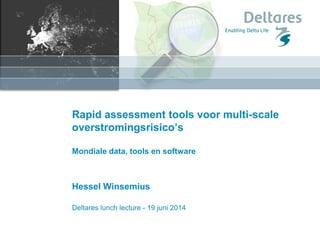 Deltares lunch lecture - 19 juni 2014
Rapid assessment tools voor multi-scale
overstromingsrisico’s
Mondiale data, tools en software
Hessel Winsemius
 