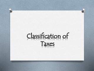 Classification of
Taxes
 