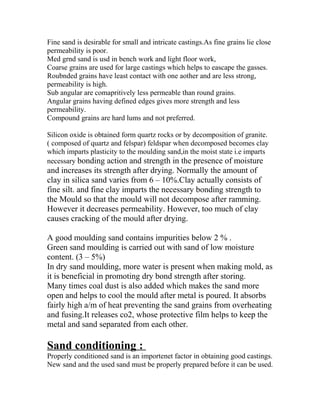 IIIE SECTION A MANUFACTURING TECHNOLOGY NOTES 3.sand preparation and ...