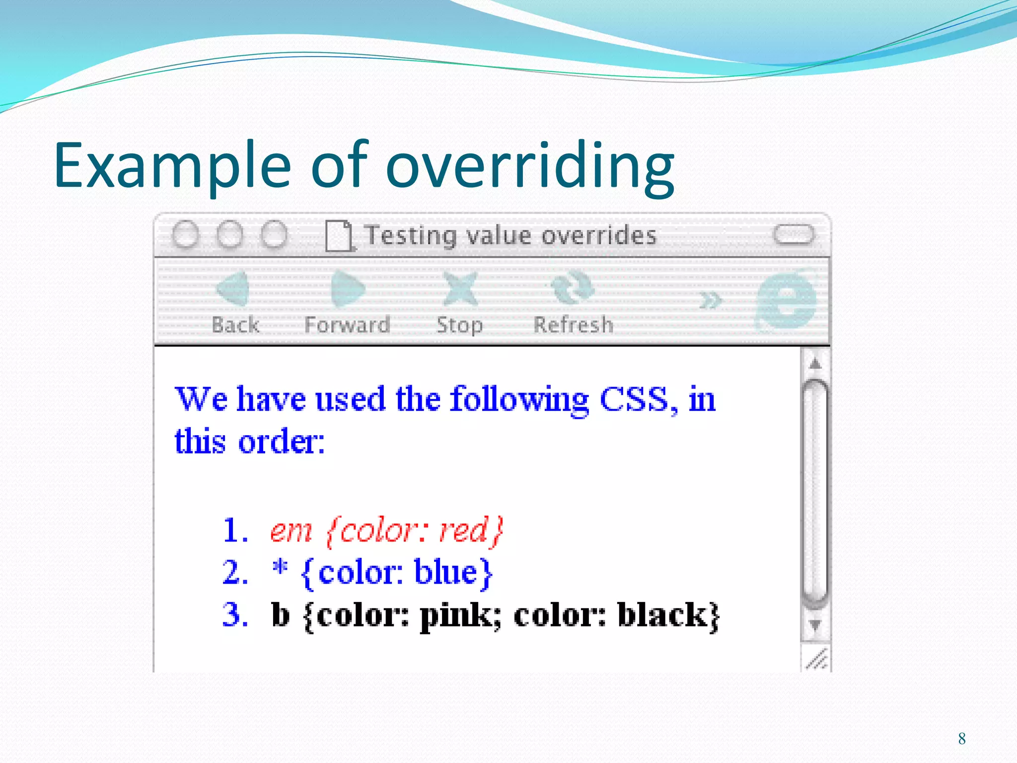 Example of overriding
8
 