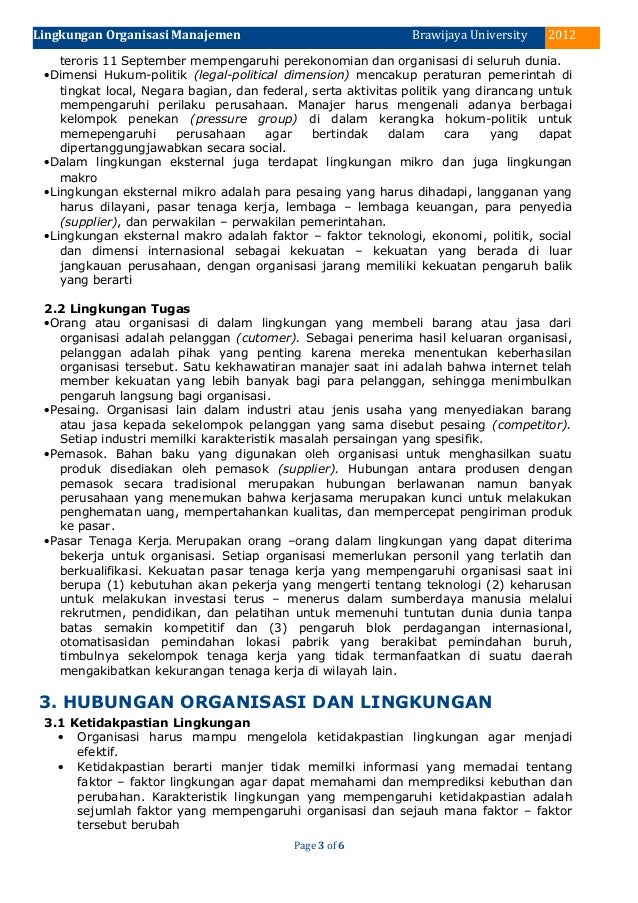 3. lingkungan organisasi manajemen 3. lingkungan organisasi manajemen