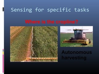 Sensing for specific tasks
Where is the cropline?
Autonomous
harvesting
 