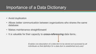 Systems Analyst and Design - Data Dictionary | PPTX | Databases ...