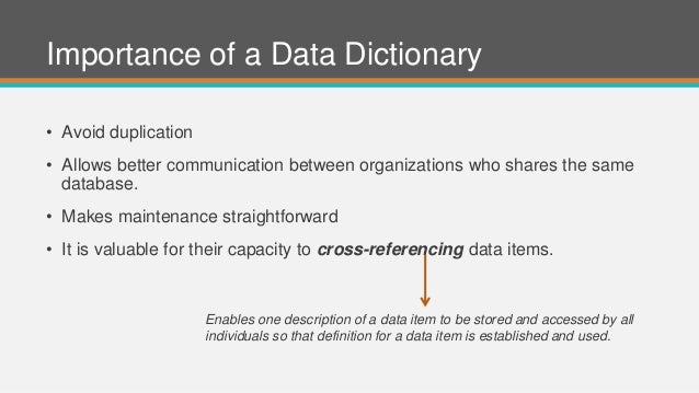 Systems Analyst and Design - Data Dictionary