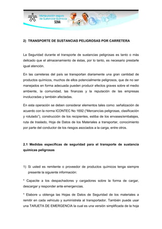 Almacenamiento y transporte de sustancias químicas | PDF