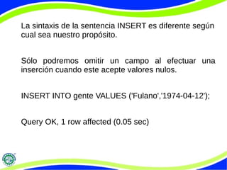3.1 inserción, eliminación y modificación de registros | PDF