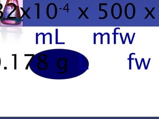 7.32x10-4 x 500 x mL mfw 
0.178 g L fw 
 