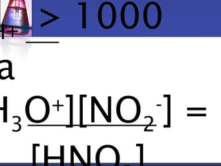 H+ > 1000 
Ka 
H3O+][NO2 
-] = Ka 
[HNO2] 
 