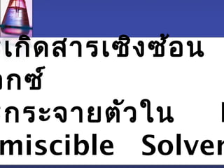 รเกิดสารเซิงซ้อน อกซ์ รกระจายตัวใน Kd 
immiscible Solvent 
 