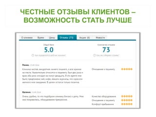 ЧЕСТНЫЕ ОТЗЫВЫ КЛИЕНТОВ – 
ВОЗМОЖНОСТЬ СТАТЬ ЛУЧШЕ 
 