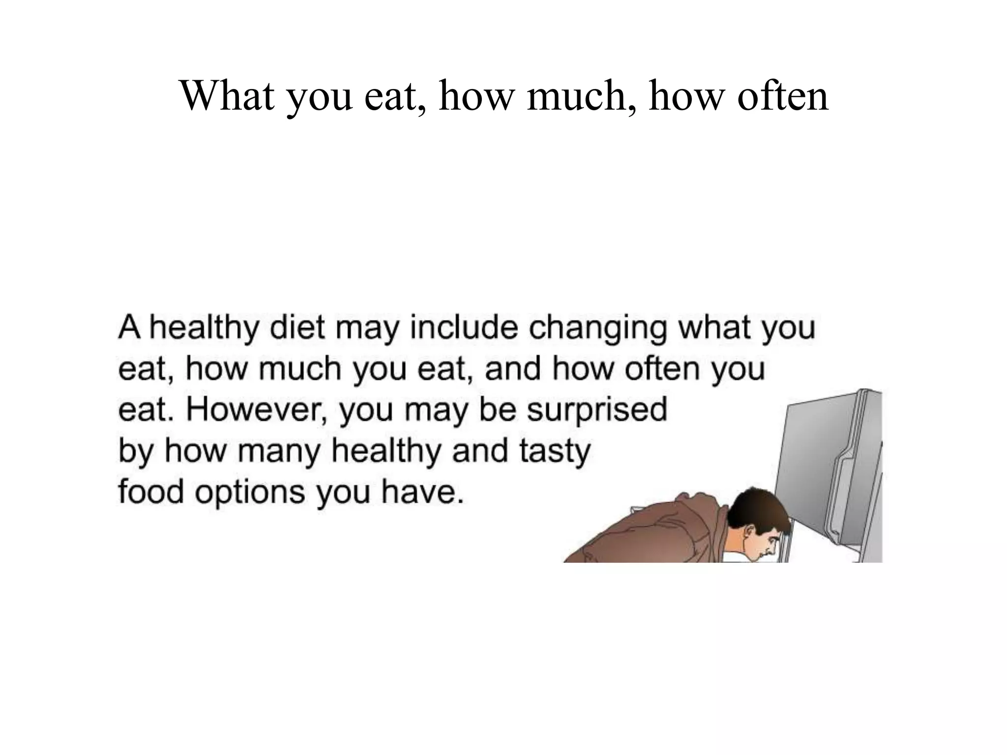 What you eat, how much, how often 
 