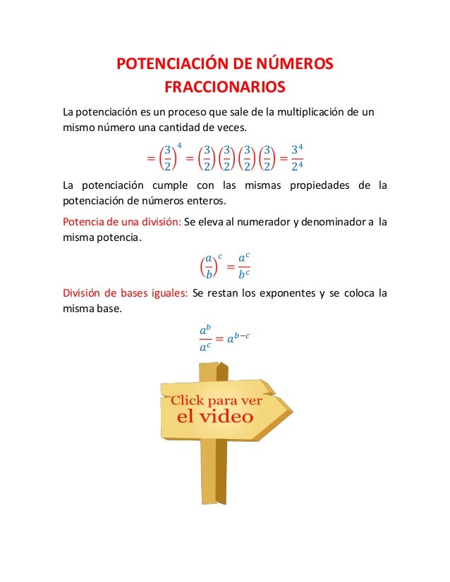 Resultado de imagen de potencia de numeros racionales