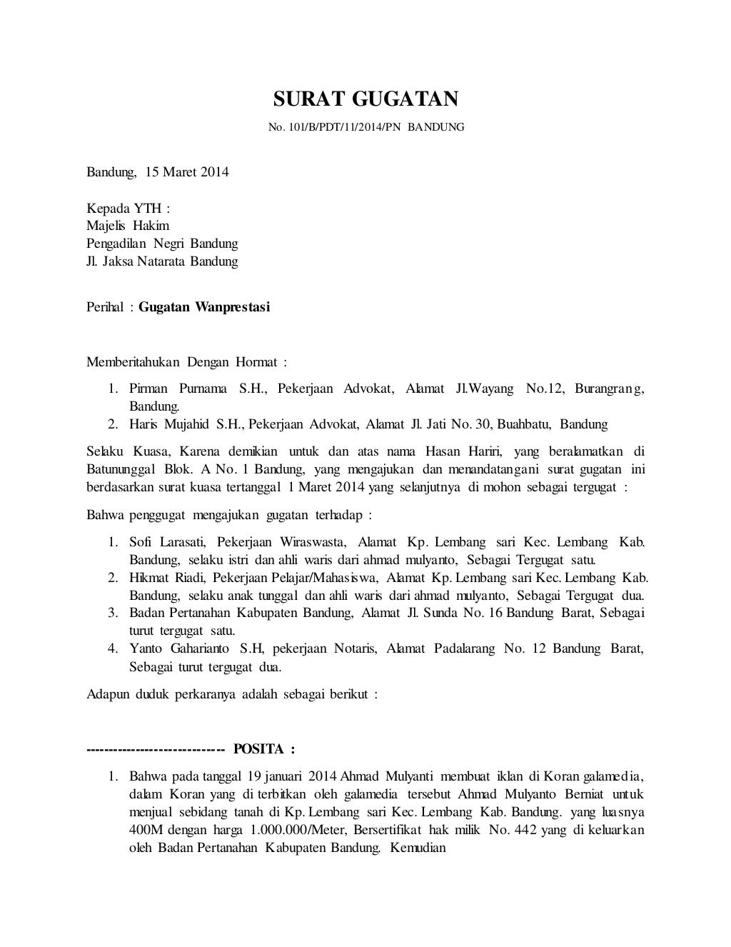 surat gugatan