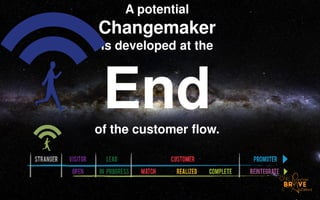 A potential 
Changemaker 
Is developed at the 
End 
of the customer flow. 
 