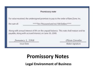 Promissory Notes 
Legal Environment of Business 
 
