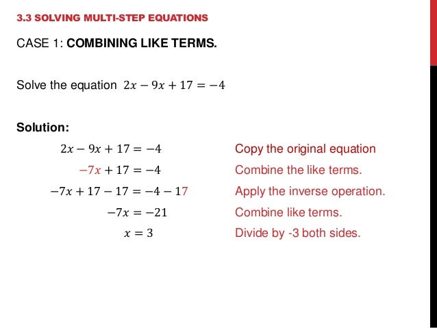 solve multi step equations
