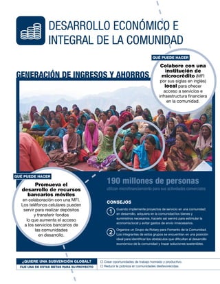 DESAROLO ECONÓMICO E 
INTEGRAL DE LA COMUNIDAD 
190 millones de personas 
utilizan microfinanciamiento para sus actividade...