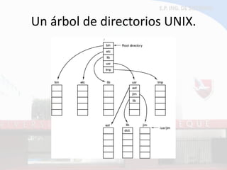 Un árbol de directorios UNIX.  