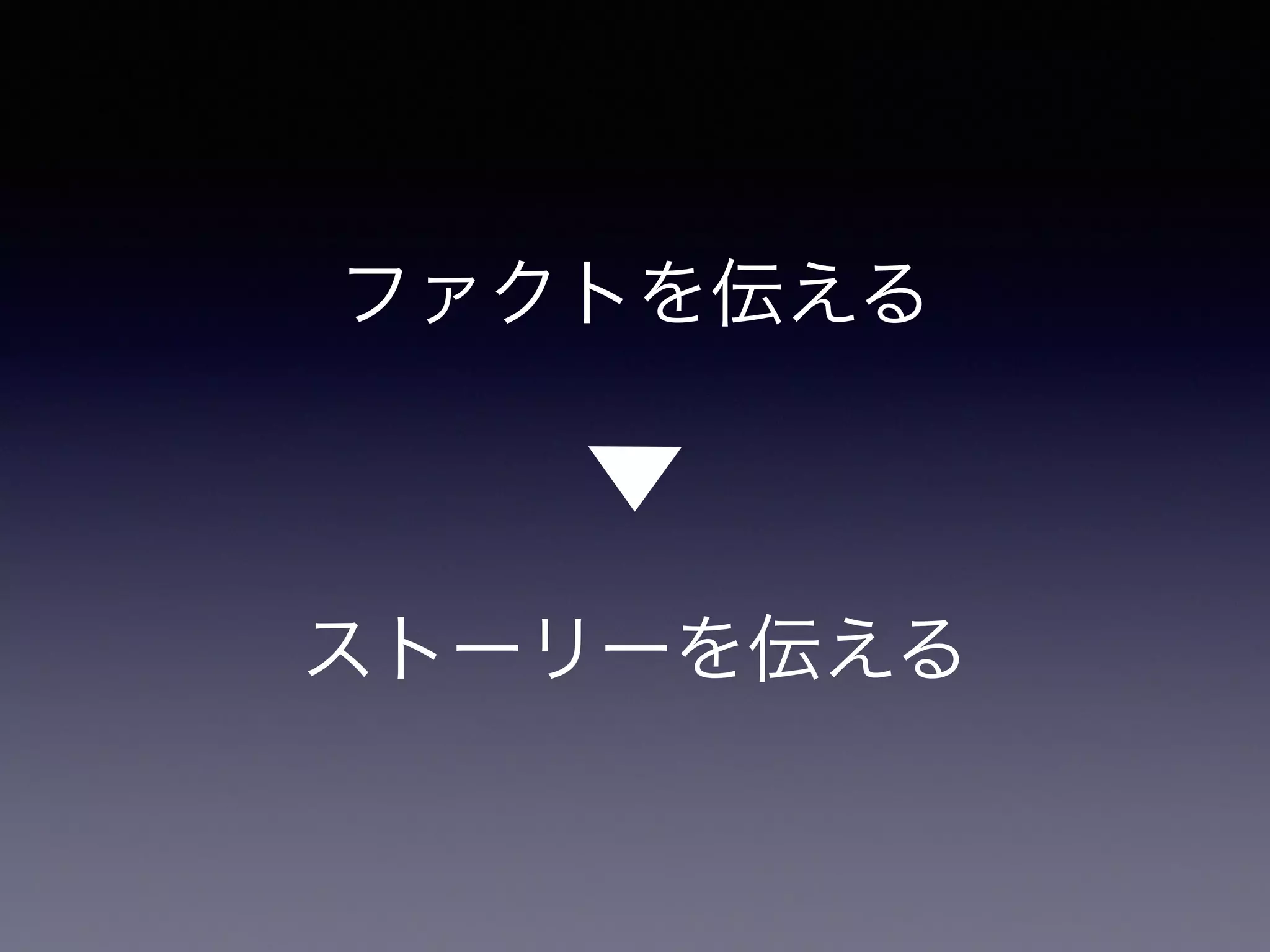 ファクトを伝える 
▶ 
ストーリーを伝える 
 