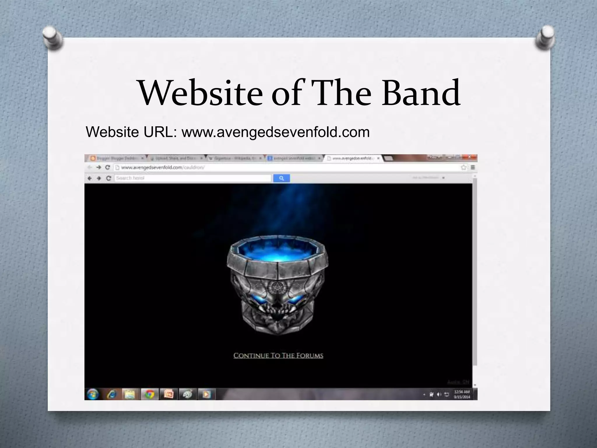 Website of The Band 
Website URL: www.avengedsevenfold.com 
 