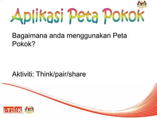 Bagaimana anda menggunakan Peta Pokok? 
Aktiviti: Think/pair/share  