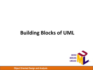Object Oriented Design and Analysis
Building Blocks of UML
 