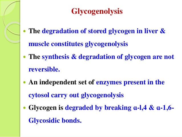 glycogenolysis regulation of glycogen metabolism glycogenolysis