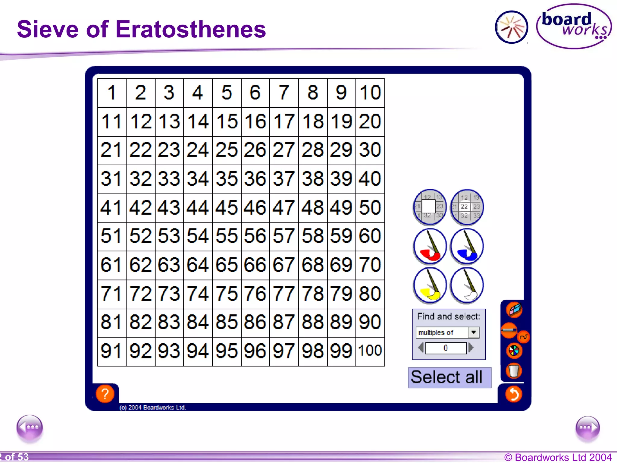 © Boardworks Ltd 20042 of 53
Sieve of Eratosthenes
 