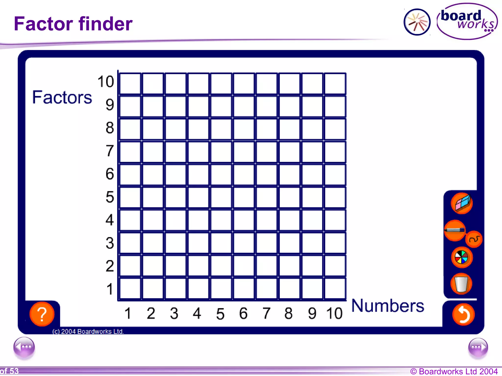 © Boardworks Ltd 2004of 53
Factor finder
 