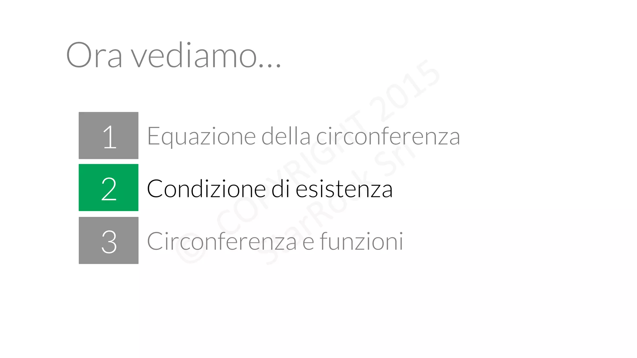 Ora vediamo…
!
1
2
Equazione della circonferenza
3 Circonferenza e funzioni
Condizione di esistenza
 