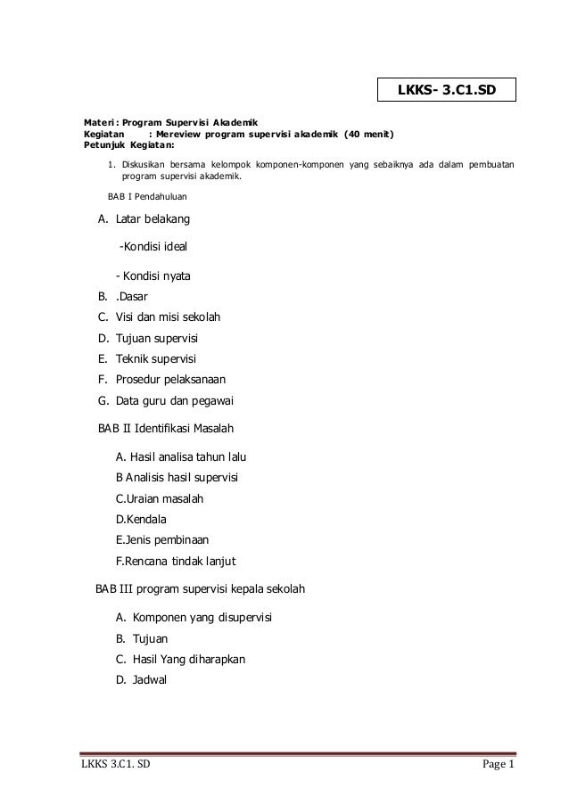 Lk Ks Supervisi Akademik Sd